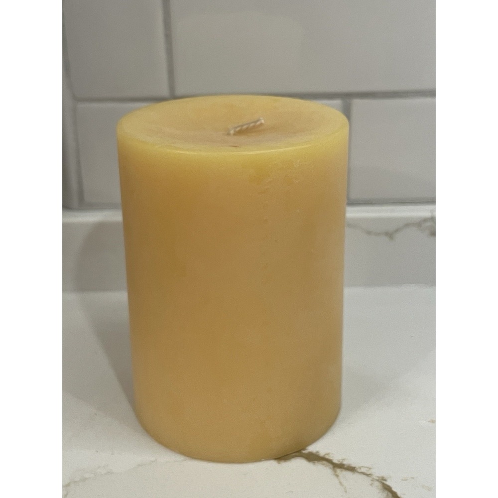 Northern Lights Pillar Candle Unfragranced Lemon Zest 3" x 4" New‎ Unused